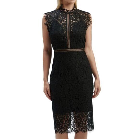 Bardot Lace Panel Dress in Black Small - Picture 1 of 10